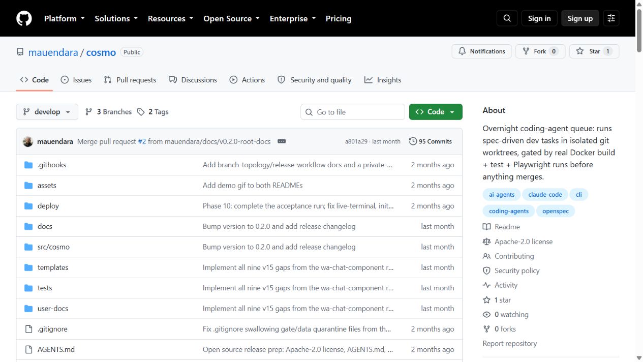 Cosmo public repository on GitHub